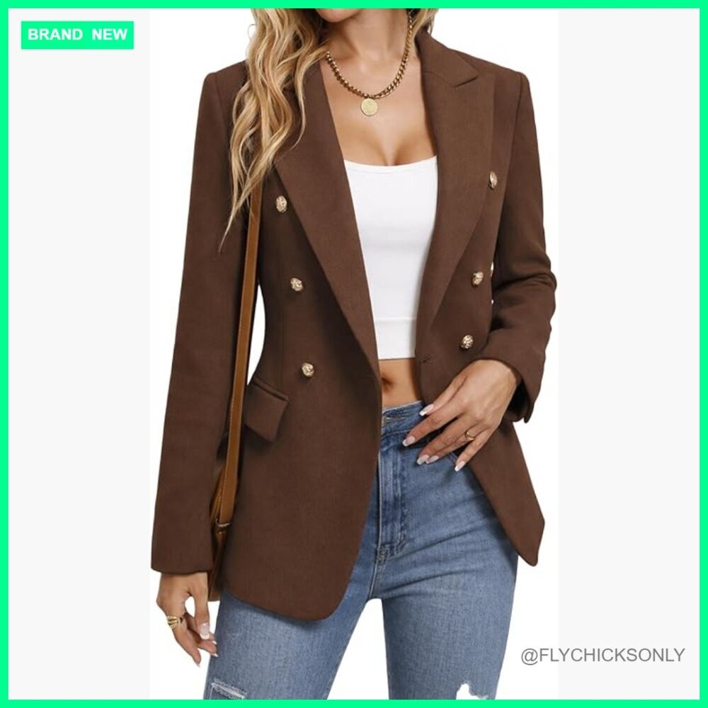 Wool Blend Tweed Plaid Blazer Fully Lined Business Casual Jacket